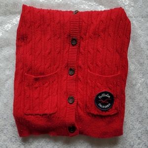 Hollister red cable knit cardigan | size s